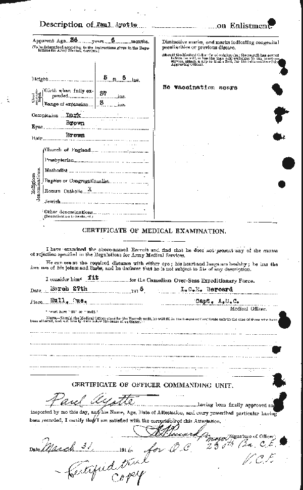 Attestation Papers (Reverse)