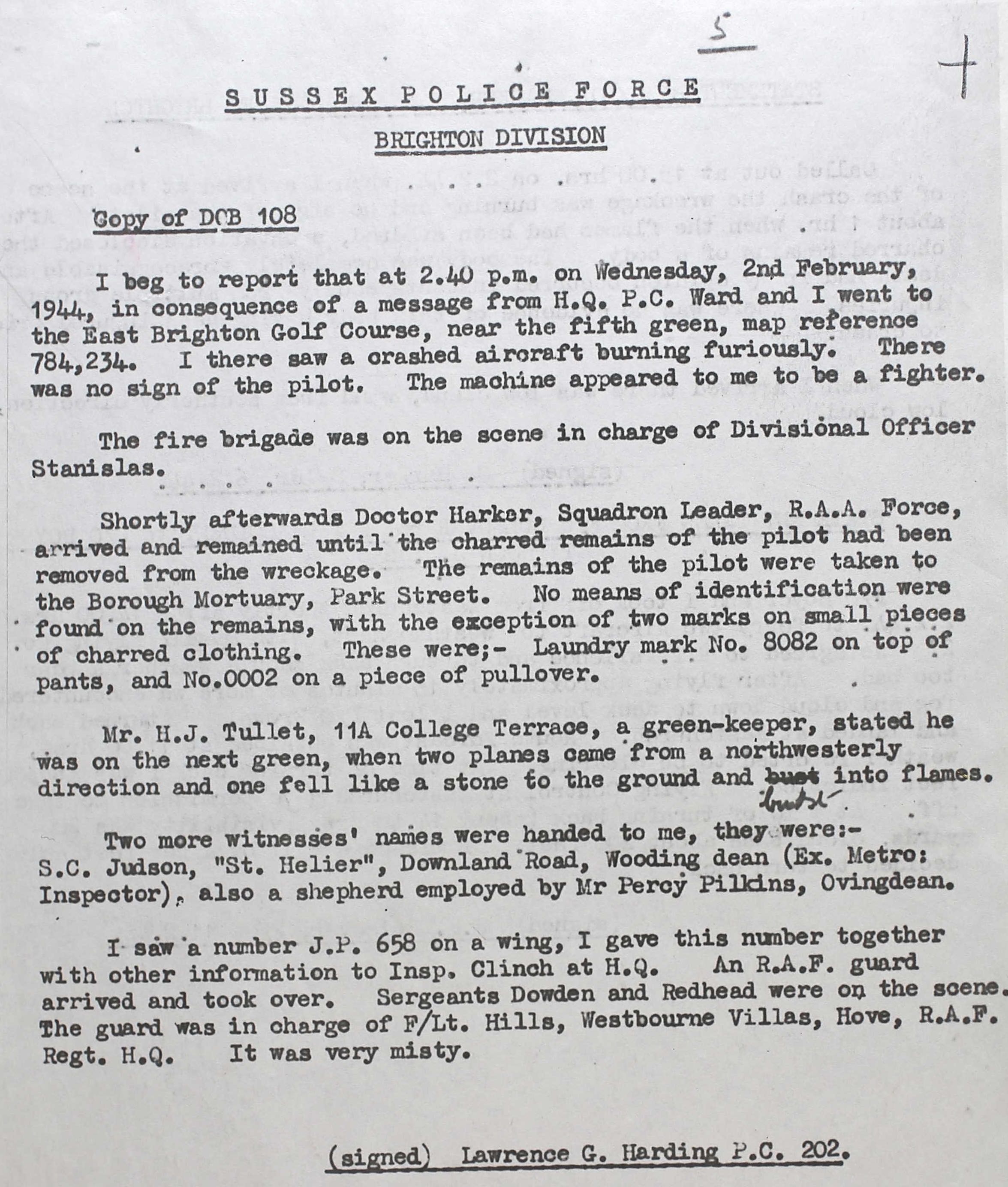 Police Report of Crash