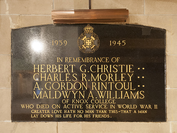 Knox College WWII plaque