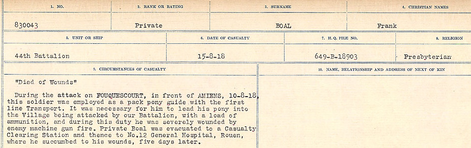Registres de circonstances du décès