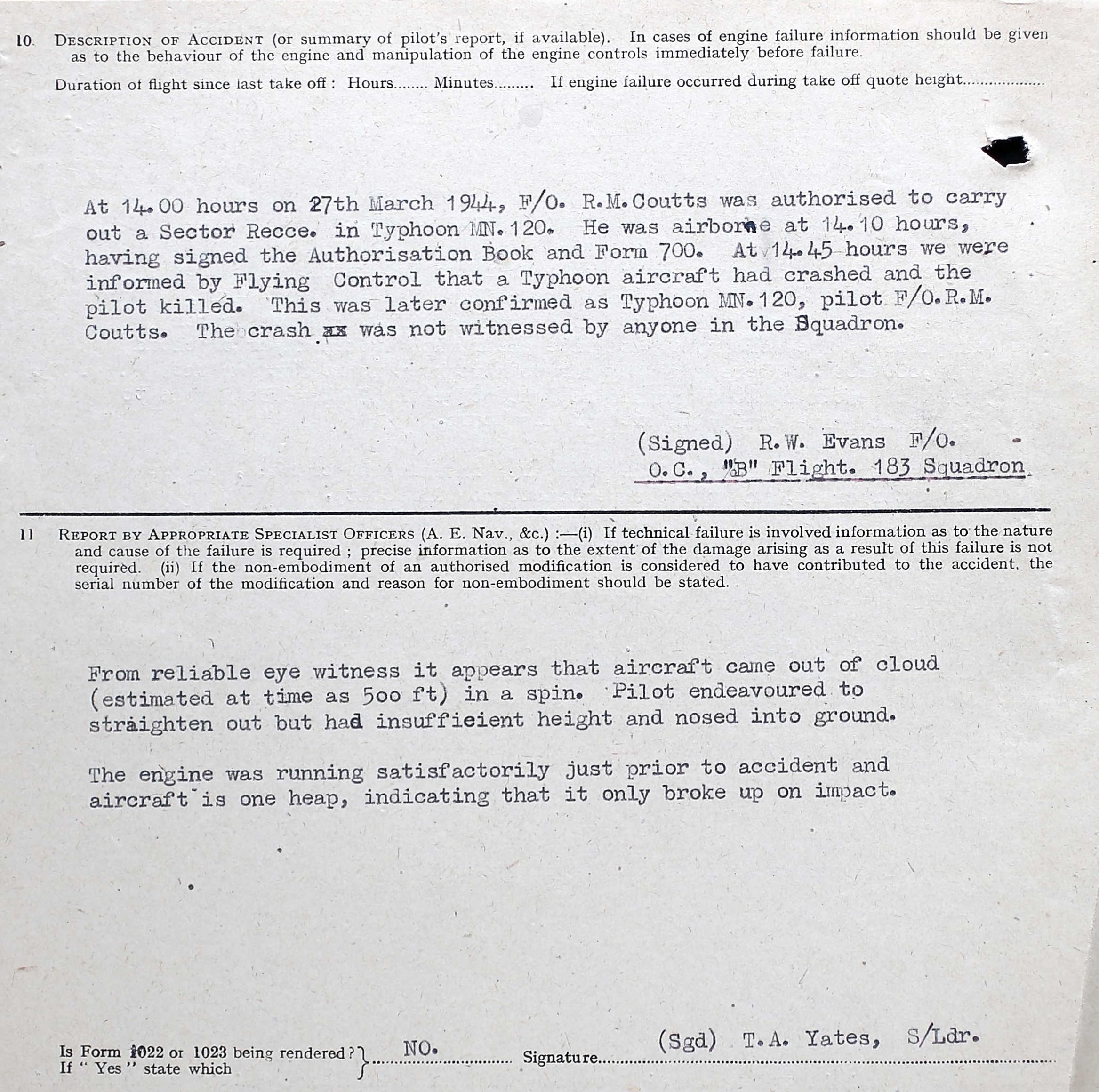 Circumstances of crash