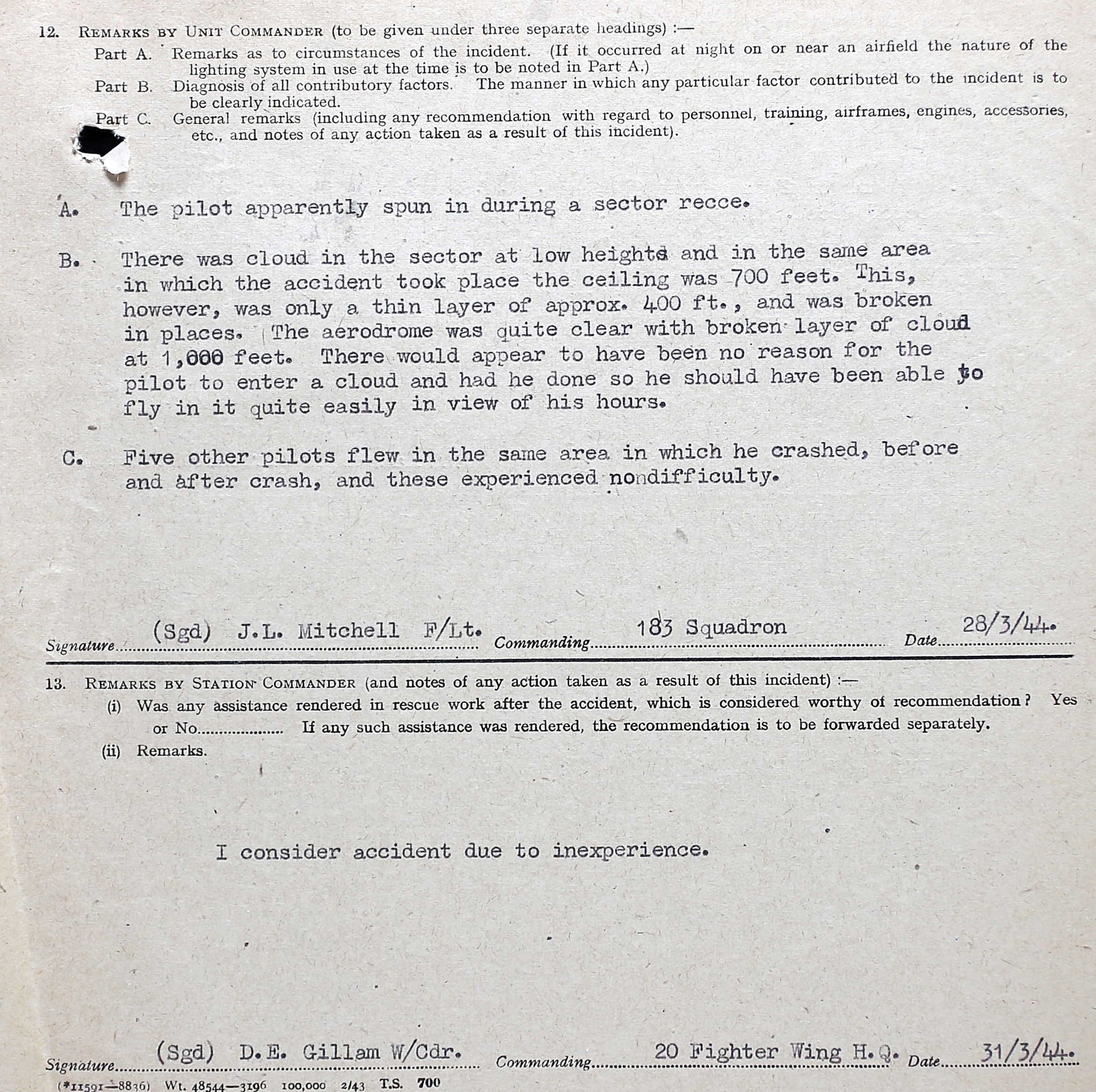 Circumstances of crash