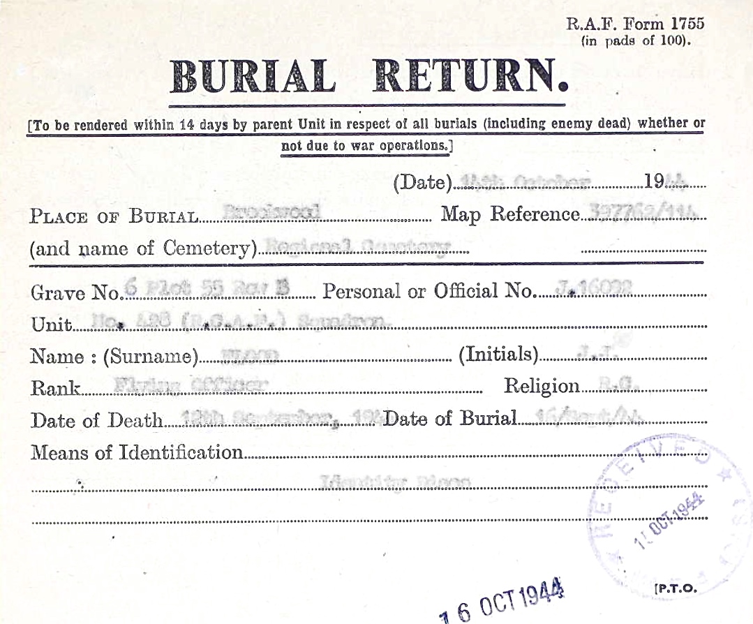 Burial Card
