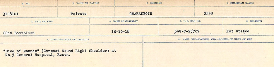 Registres de circonstances du décès