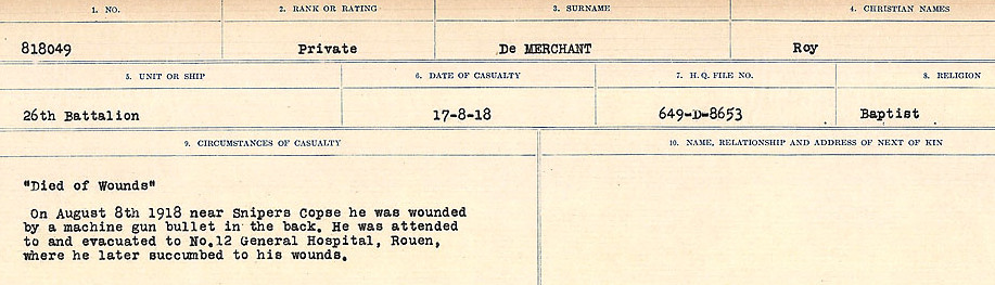 Registres de circonstances du décès