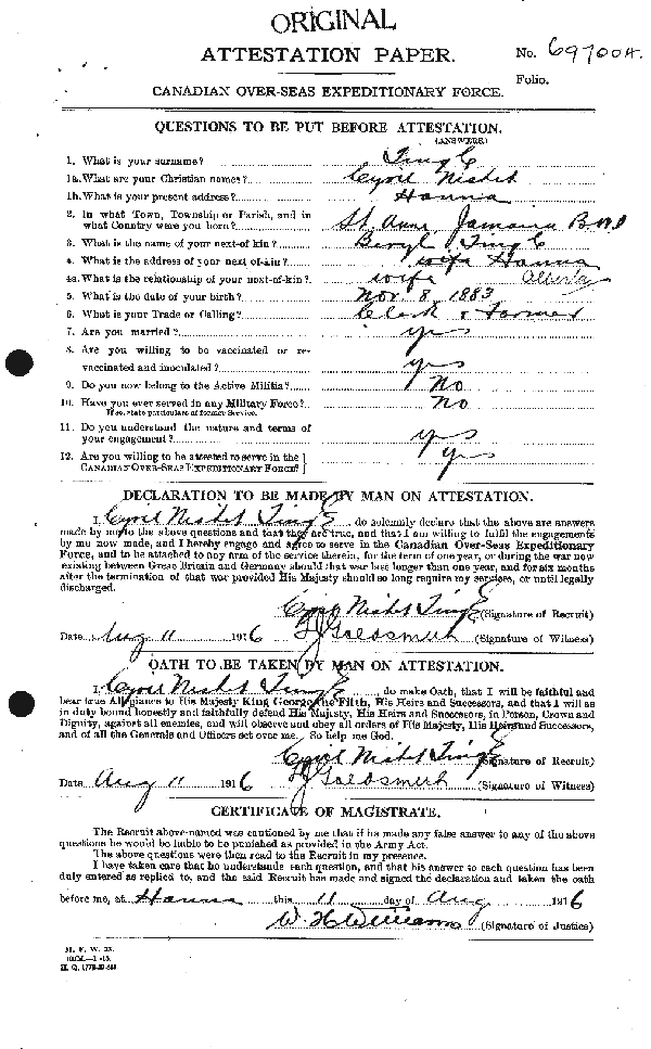 Attestation Paper (page 1)