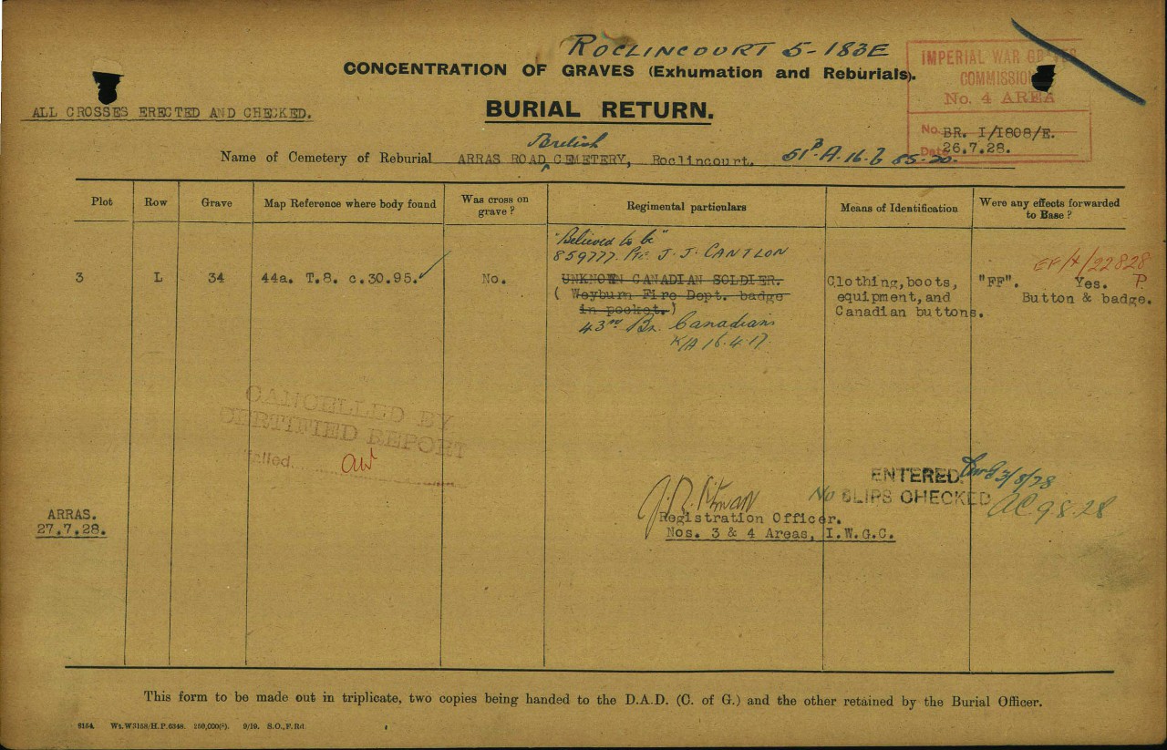 Concentration of Graves (Exhumation and Reburial) Reburial