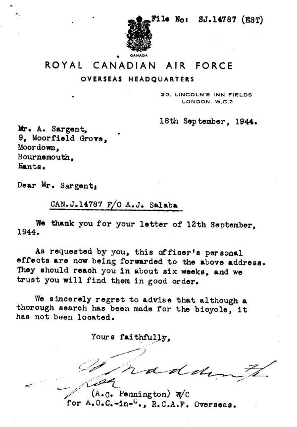 Letter of September 18, 1944