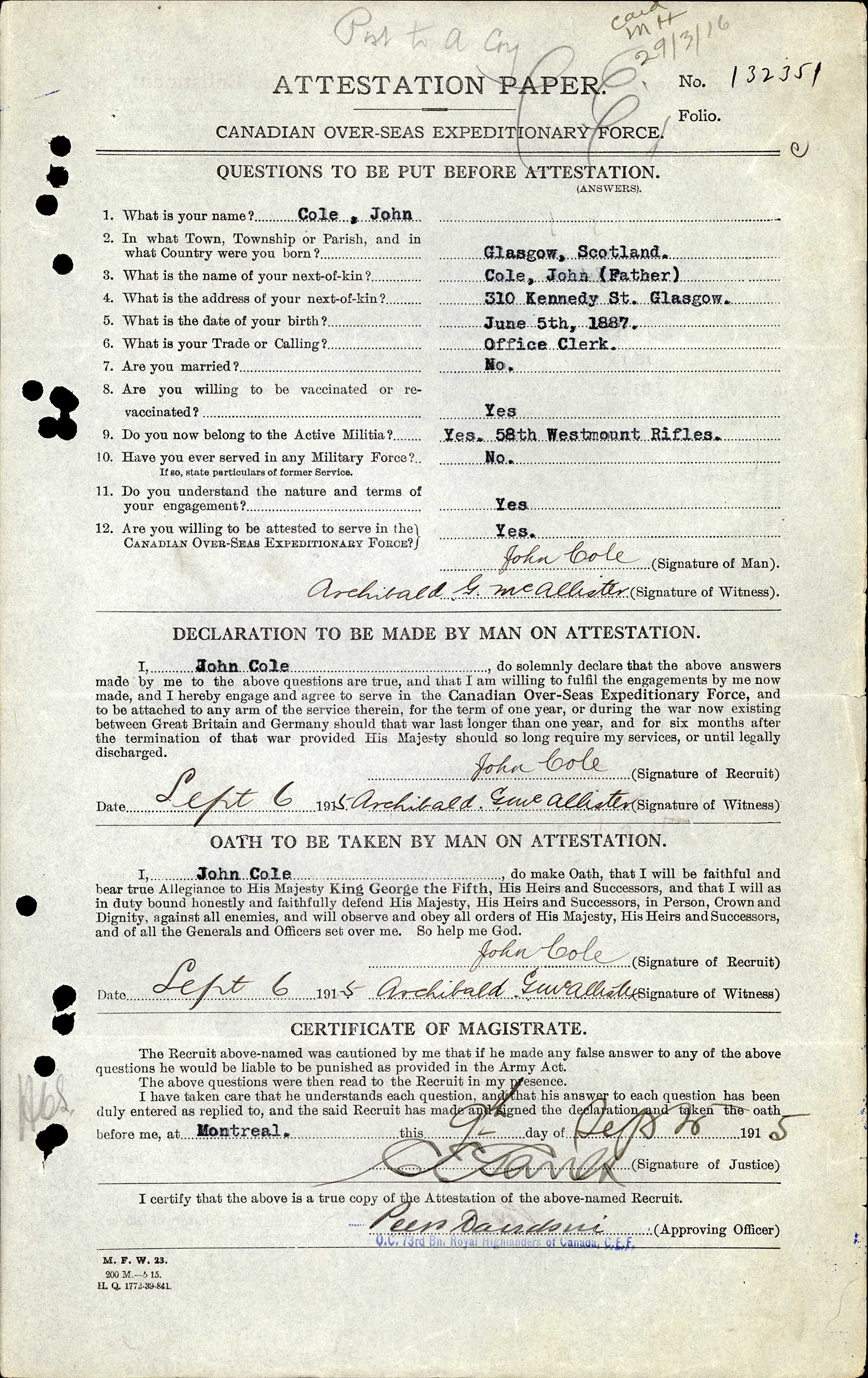 Attestation Paper (page 1)