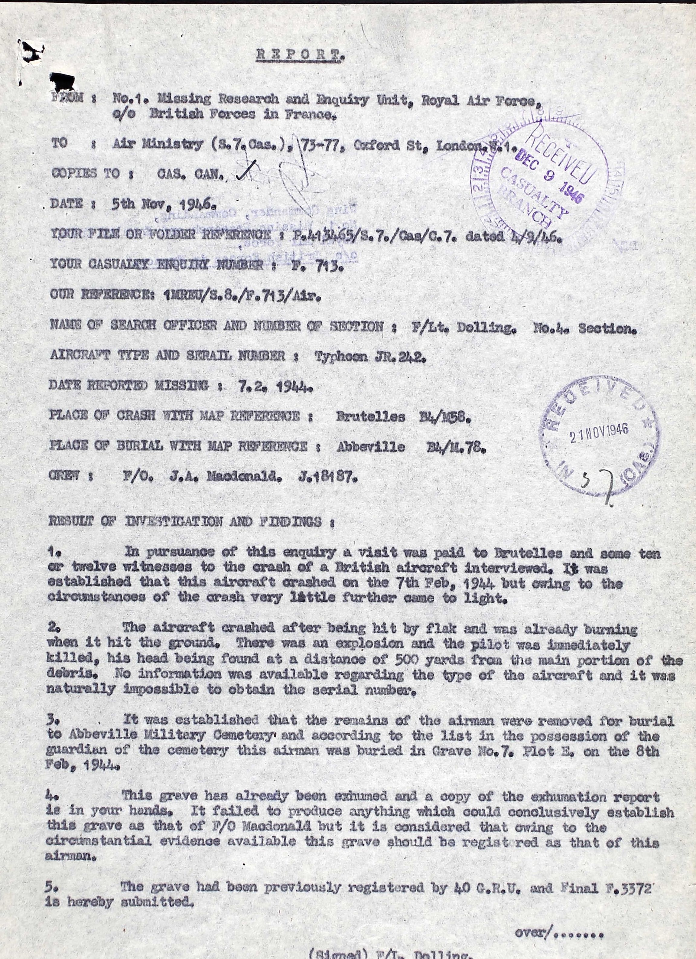 Circumstances of death