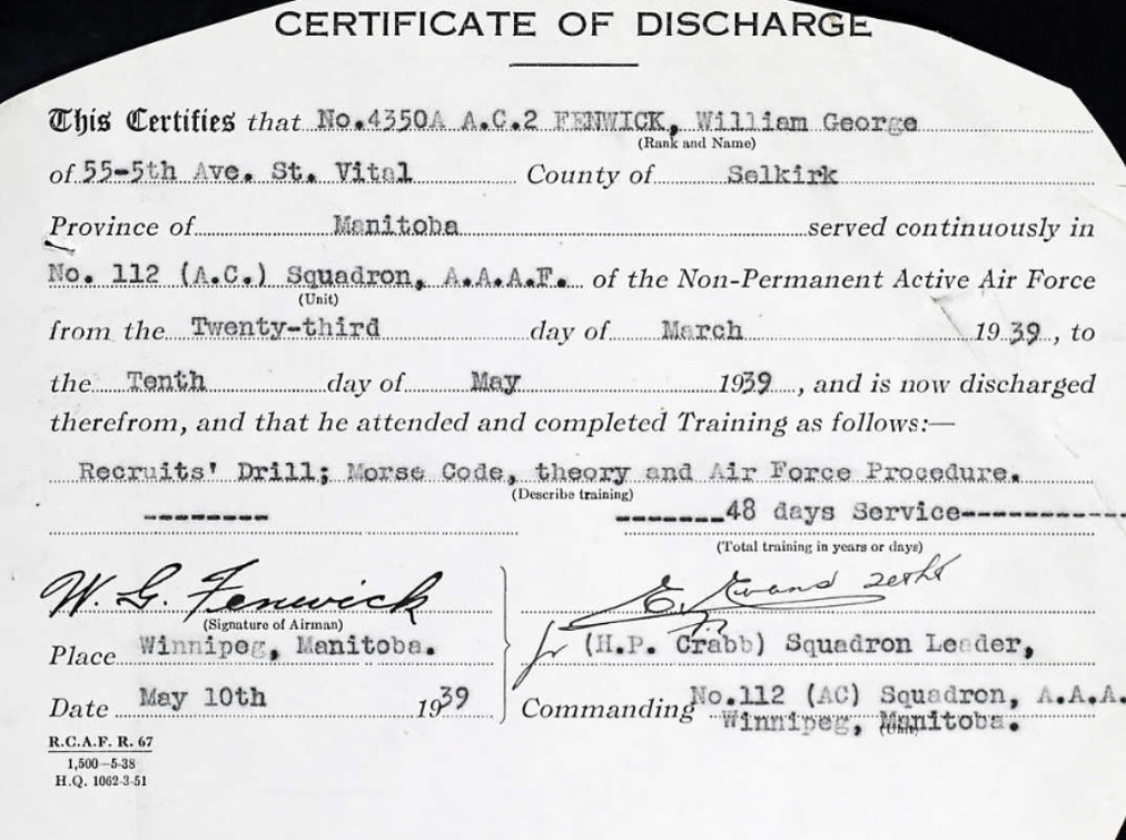 Discharge certificate
