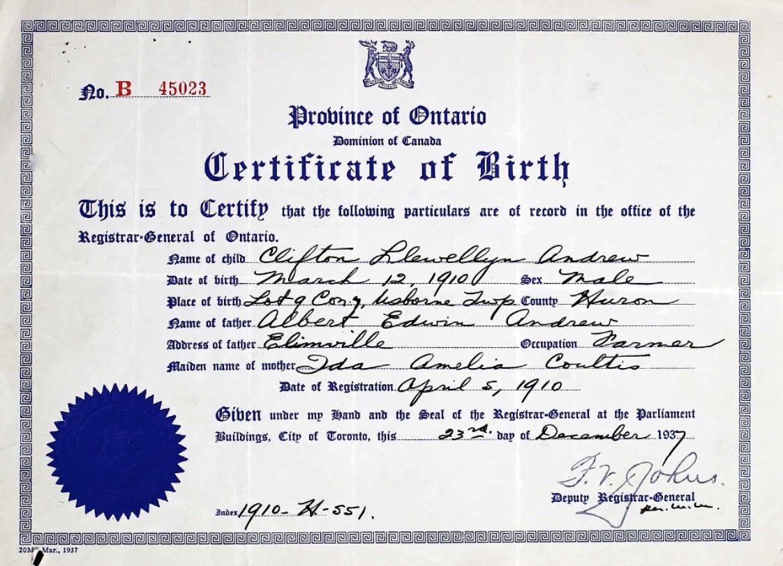 Birth ceritificate
