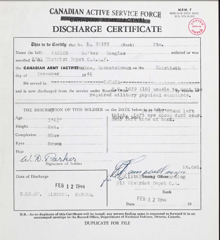 Discharge certificate