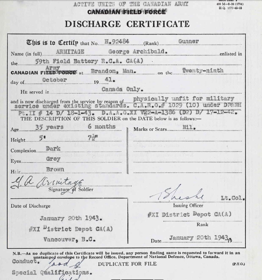 Discharge certificate