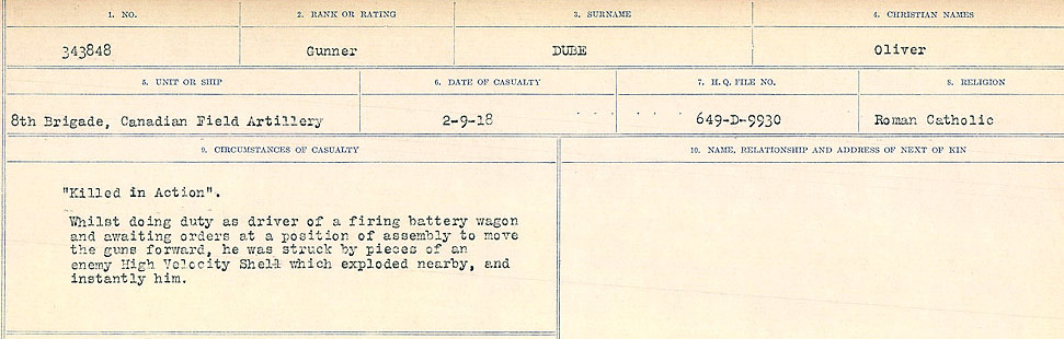 Registres de circonstances du décès