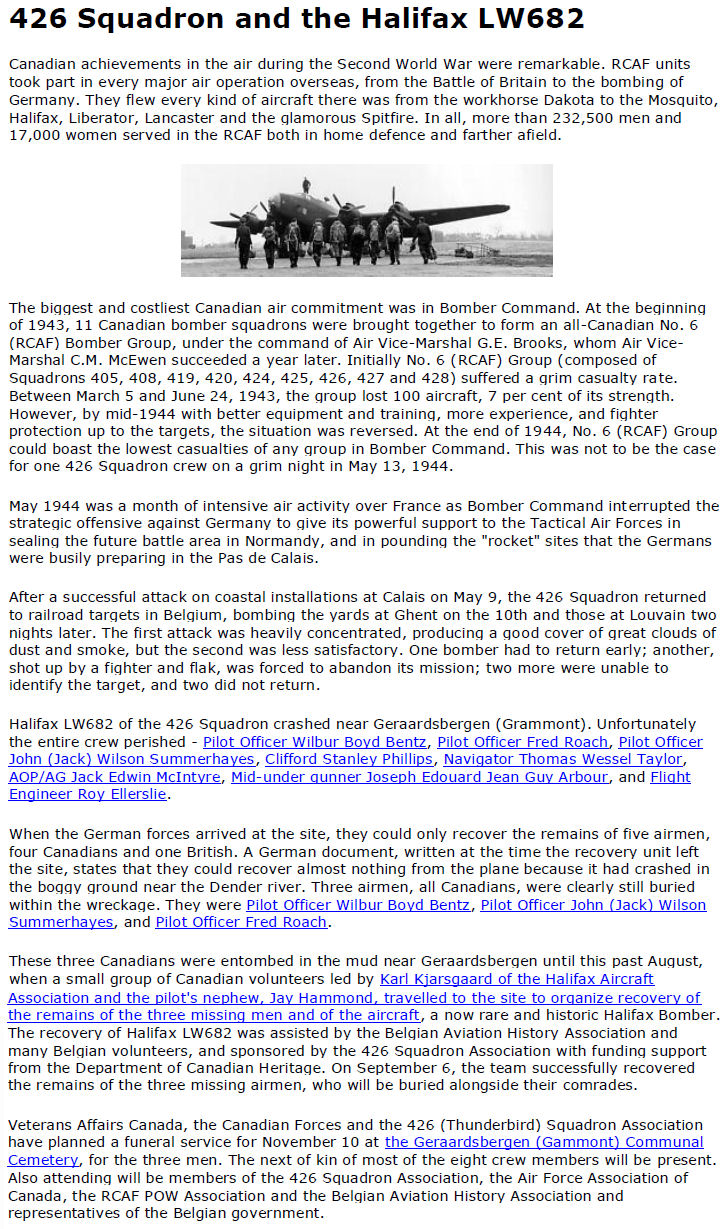 426 Squadron and the Halifax LW682