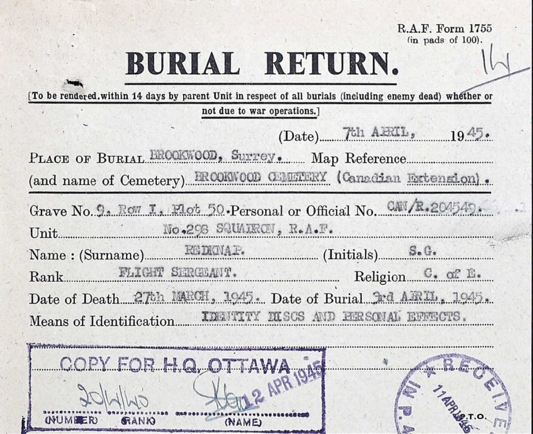 Burial Card