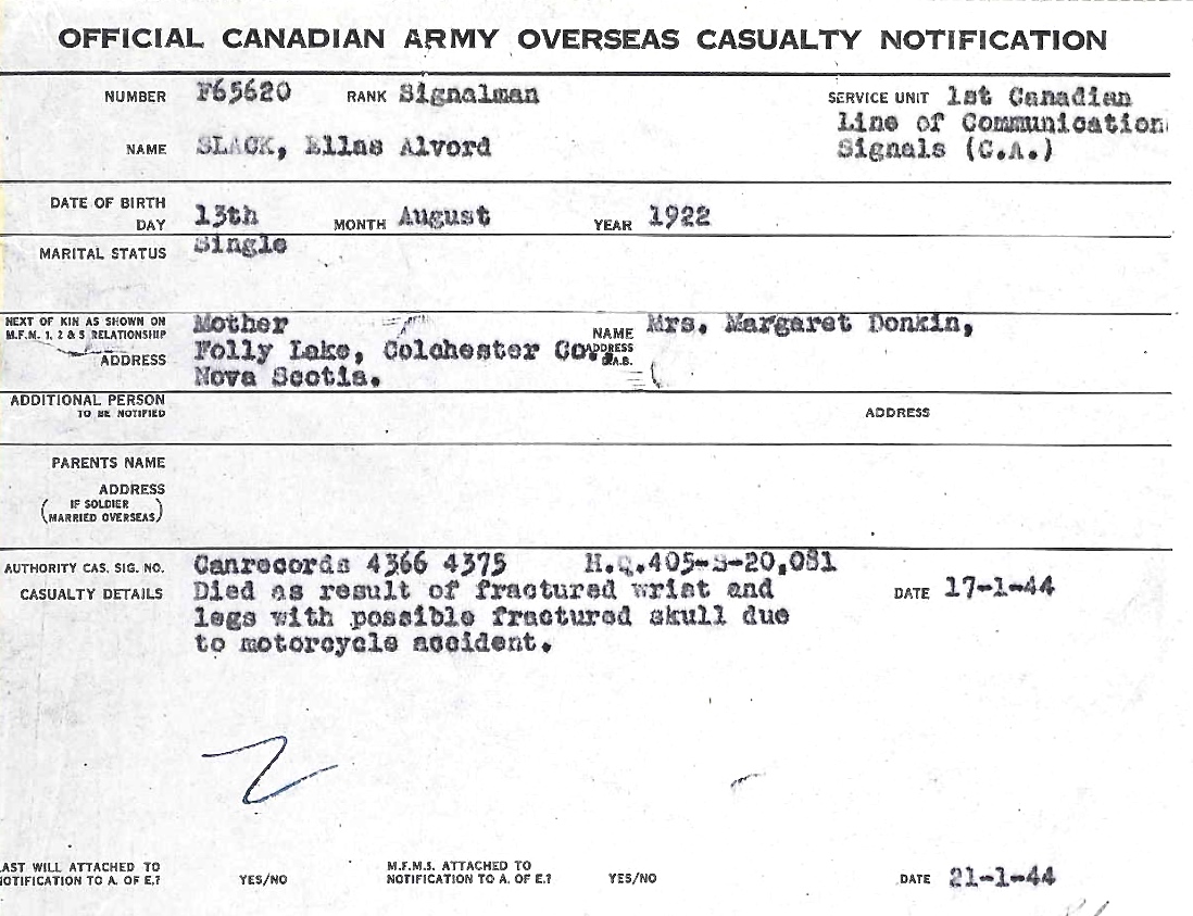 Notification of death