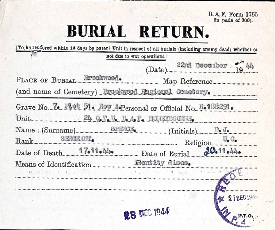 Burial Return Document