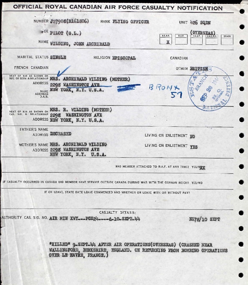 Notification of death