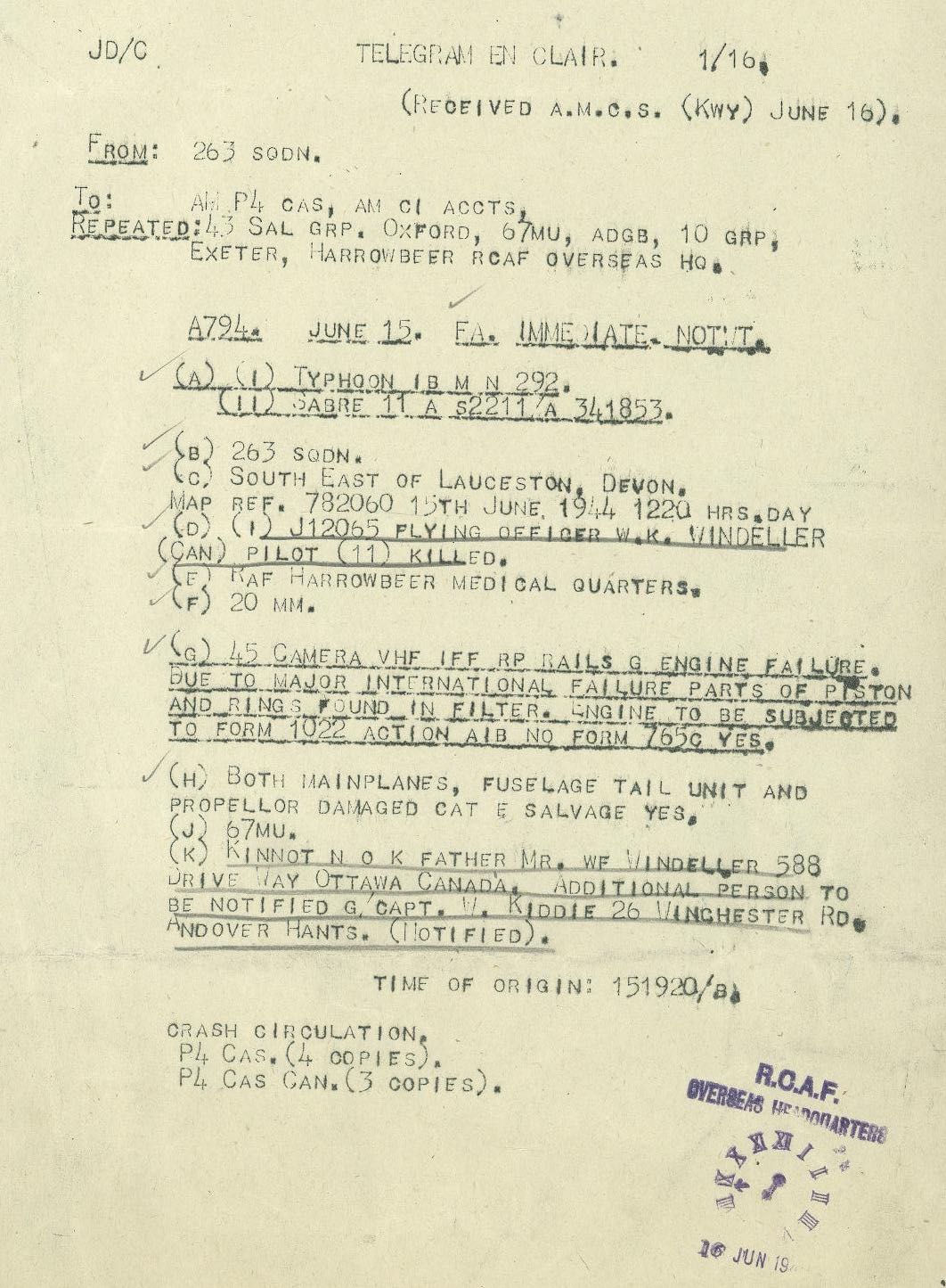 Circumstances of crash