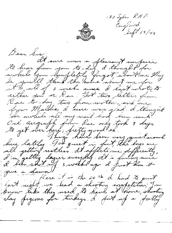 Letter from Emile Regis to home (page 1)