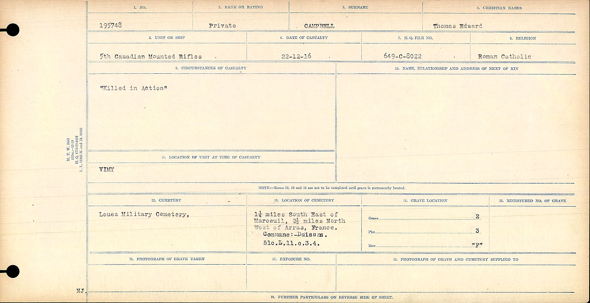 Registres de circonstances du décès