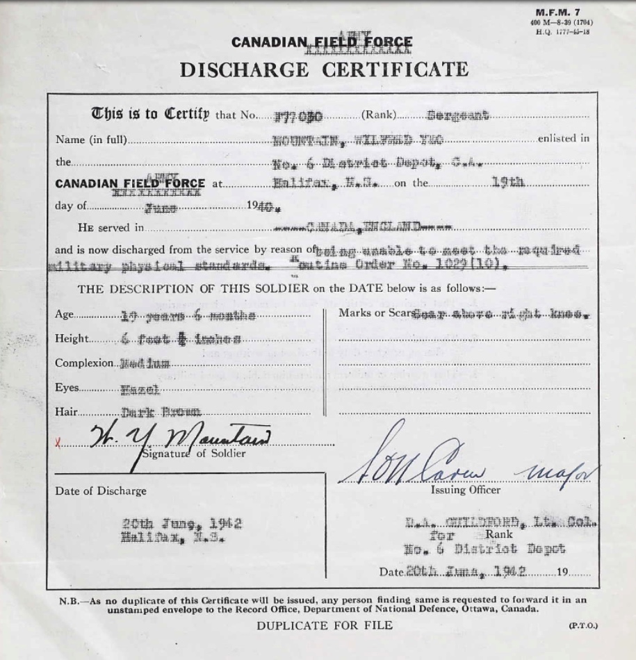 Discharge certificate