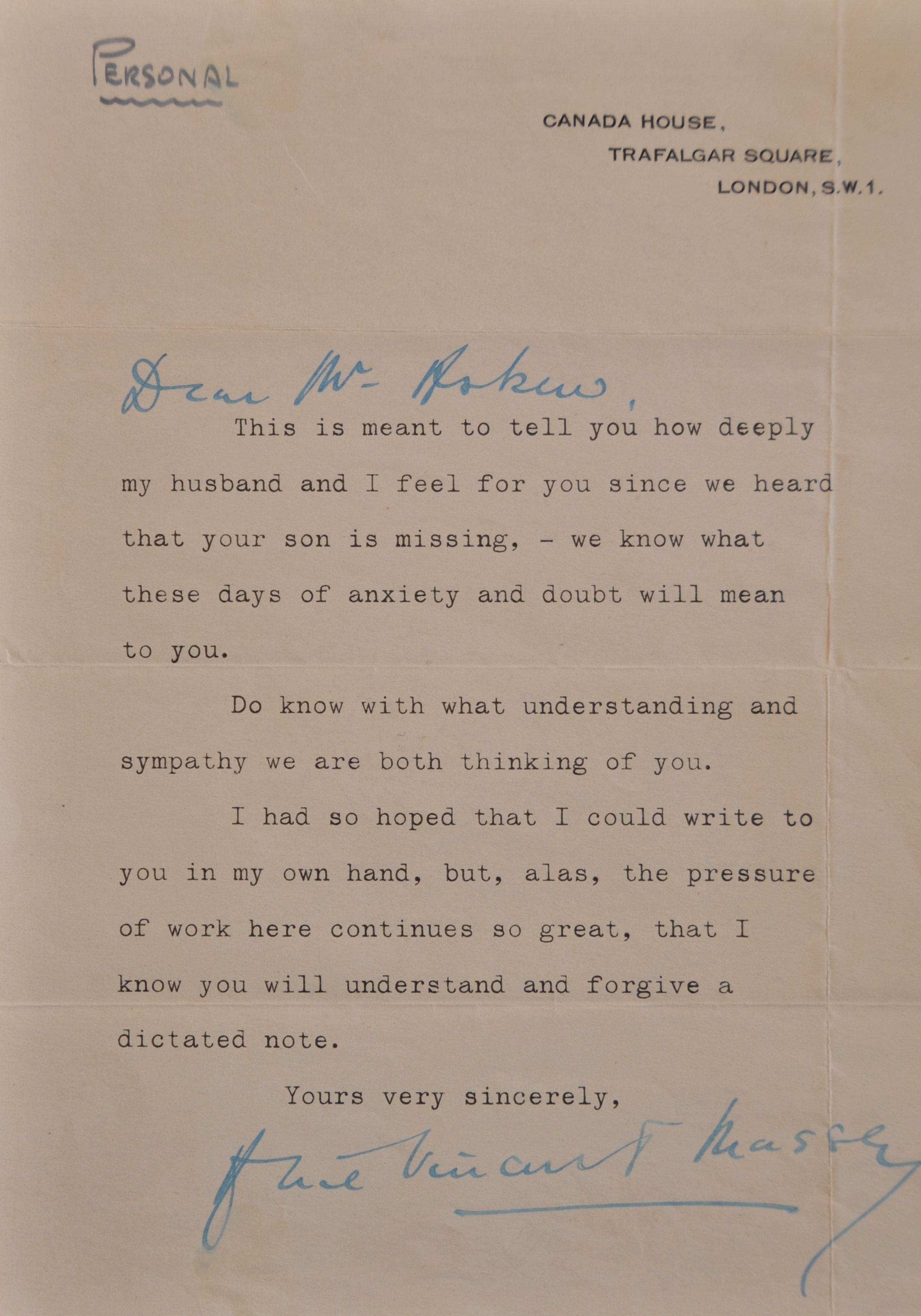 Letter of Condolonces