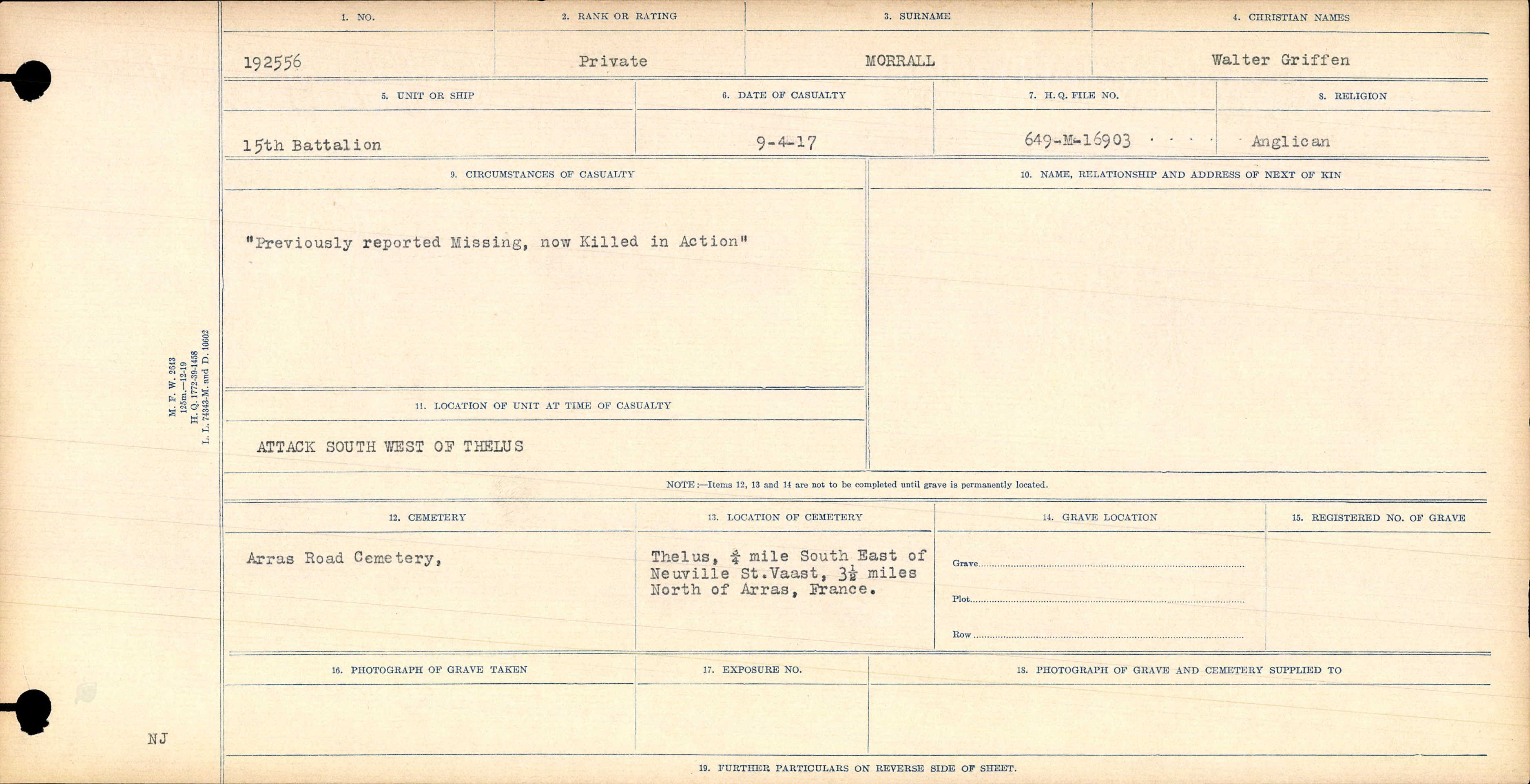 Circumstances of Death Registers, First World War
