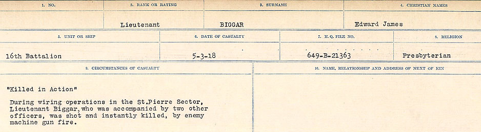 Registres de circonstances du décès