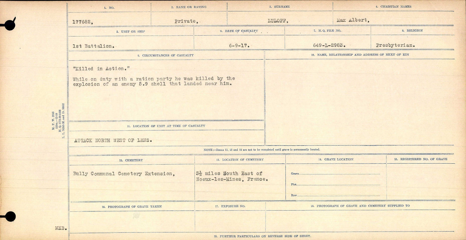 Registres de circonstances du décès