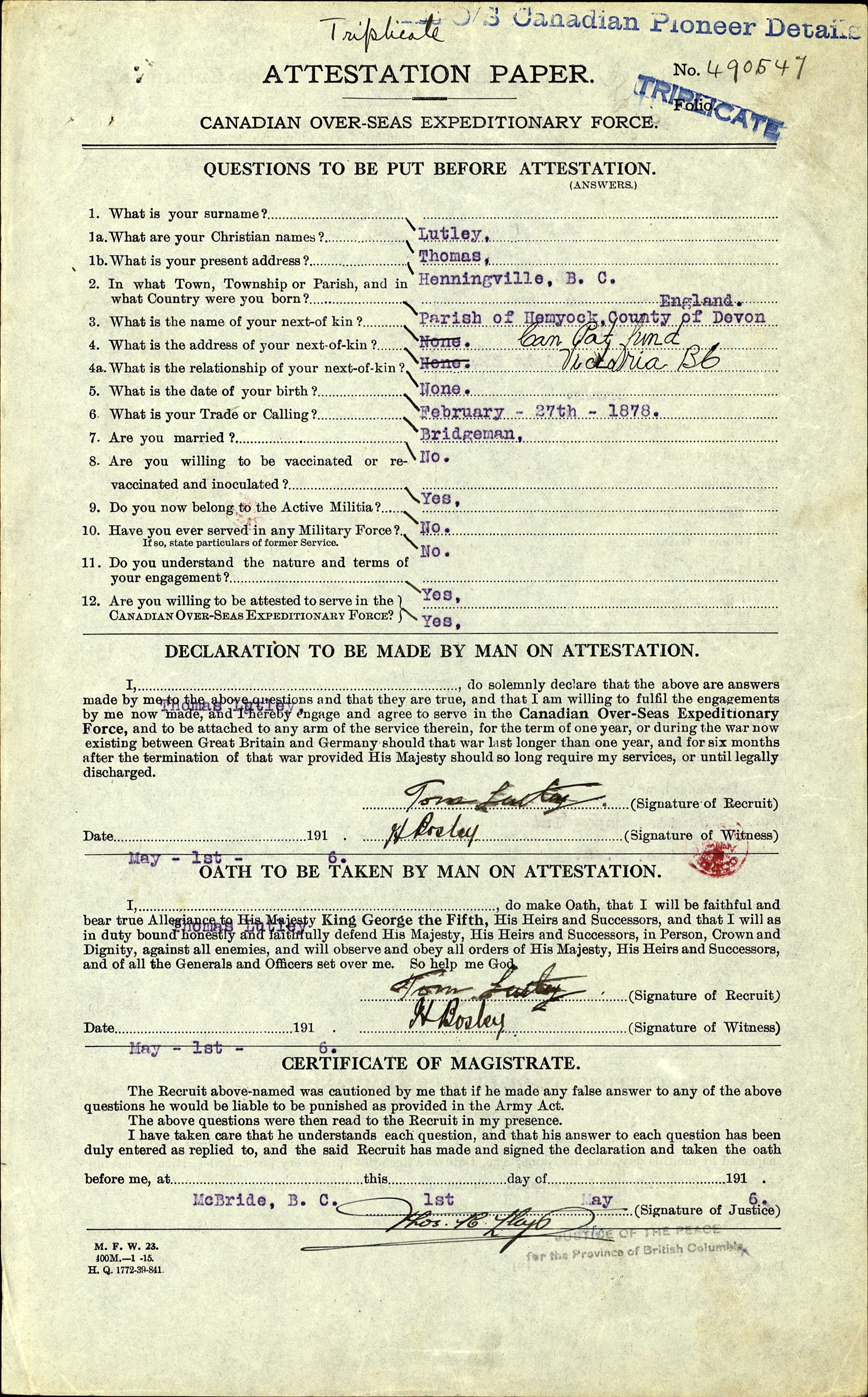 Documents d'attestation