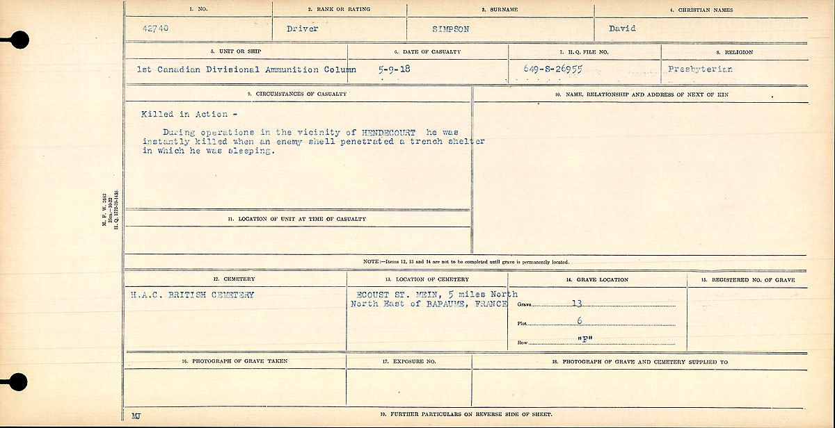 Circumstances of death registers