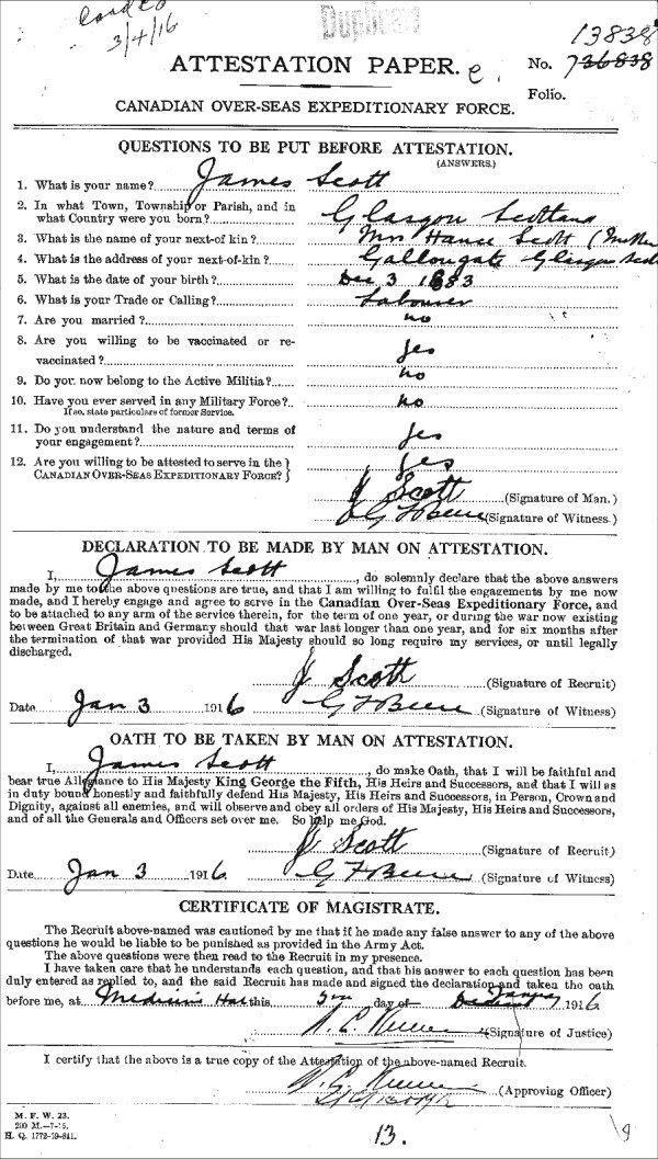 Attestation Paper (front)