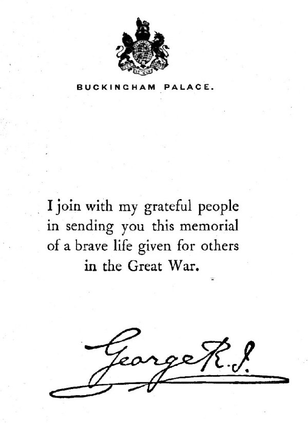 Letter from Buckingham Palace