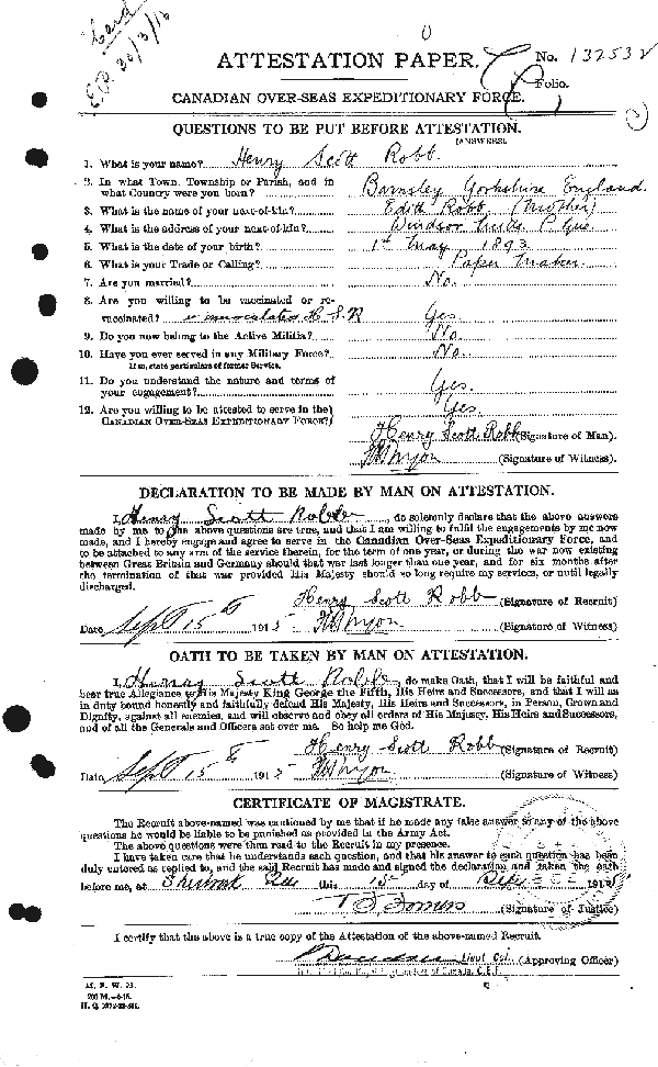 Attestation Paper (page 1)