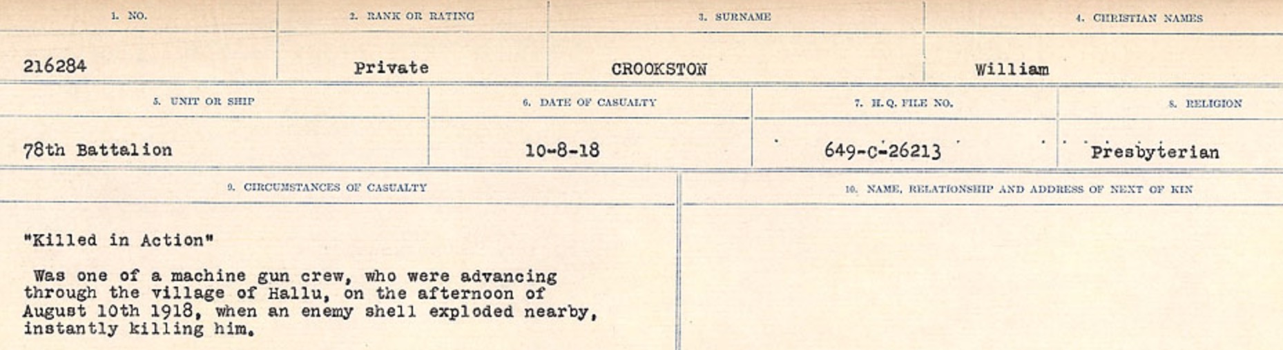 Circumstances of death registers