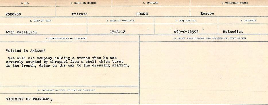Circumstances of Death Registers