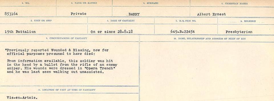 Registres de circonstances du décès
