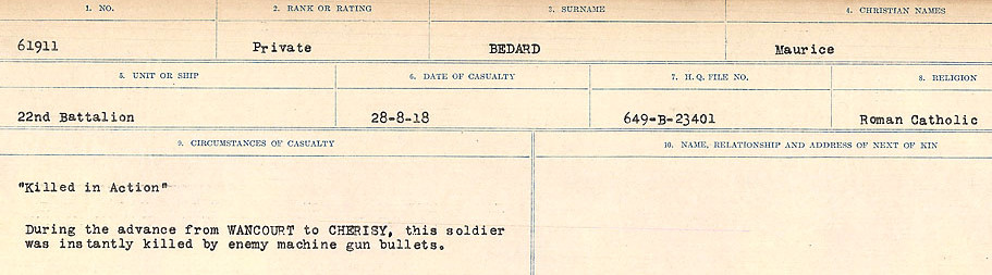 Registres de circonstances du décès