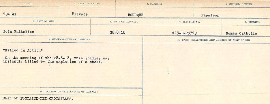 Registres de circonstances du décès