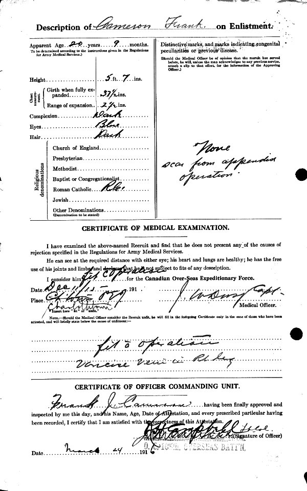 Document d'attestation (Revers)