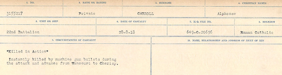 Registres de circonstances du décès