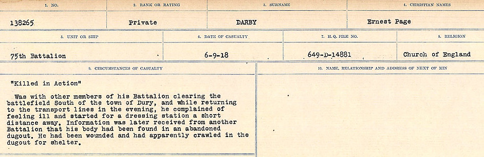 Registres de circonstances du décès