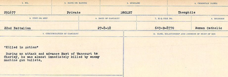 Registres de circonstances du décès