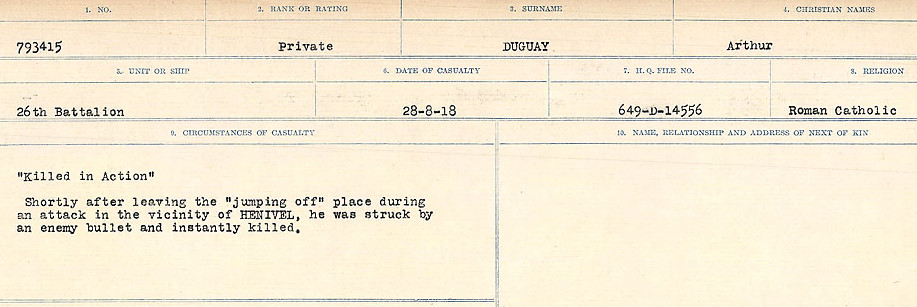 Registres de circonstances du décès
