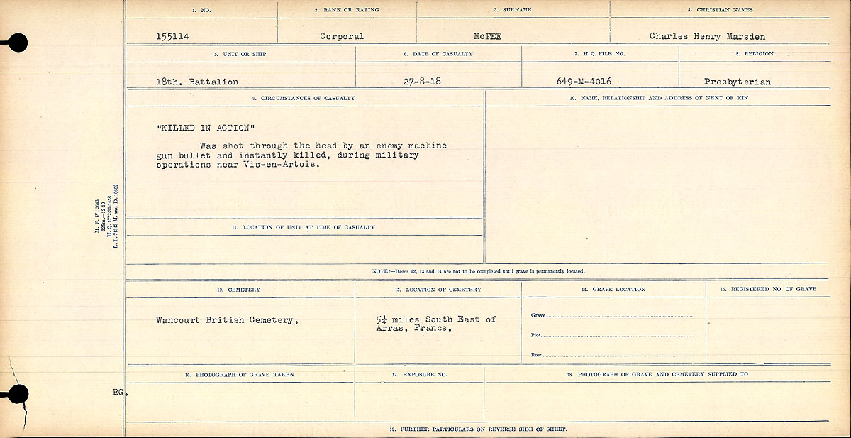 Registres de circonstances du décès