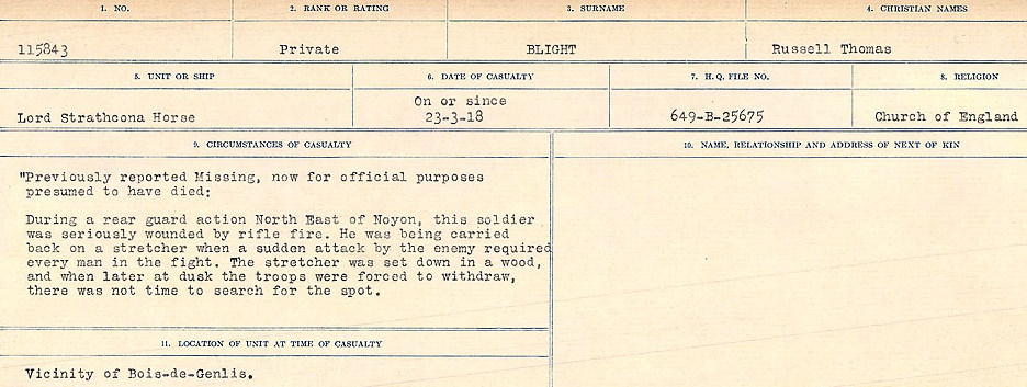 Circumstance of Death Card