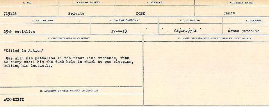 Registres de circonstances du décès